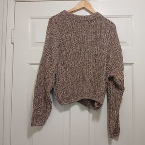Universal Thread Womens Sweater V-Neck Long Sleeve Chunky Open Knit Brown XL